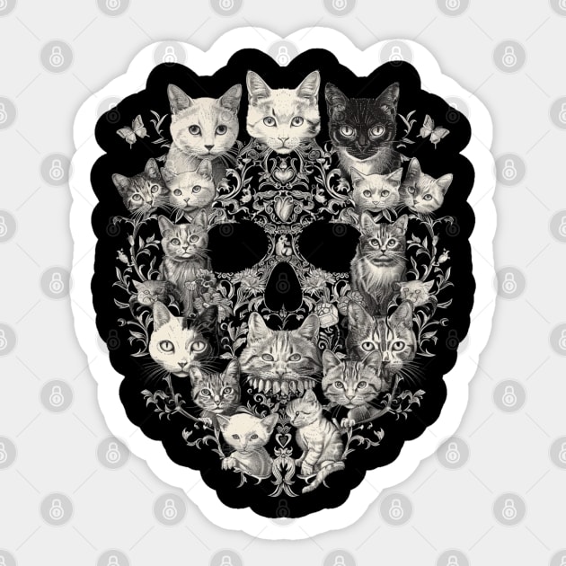 Cat Skull Art Sticker by BilodeauBlue